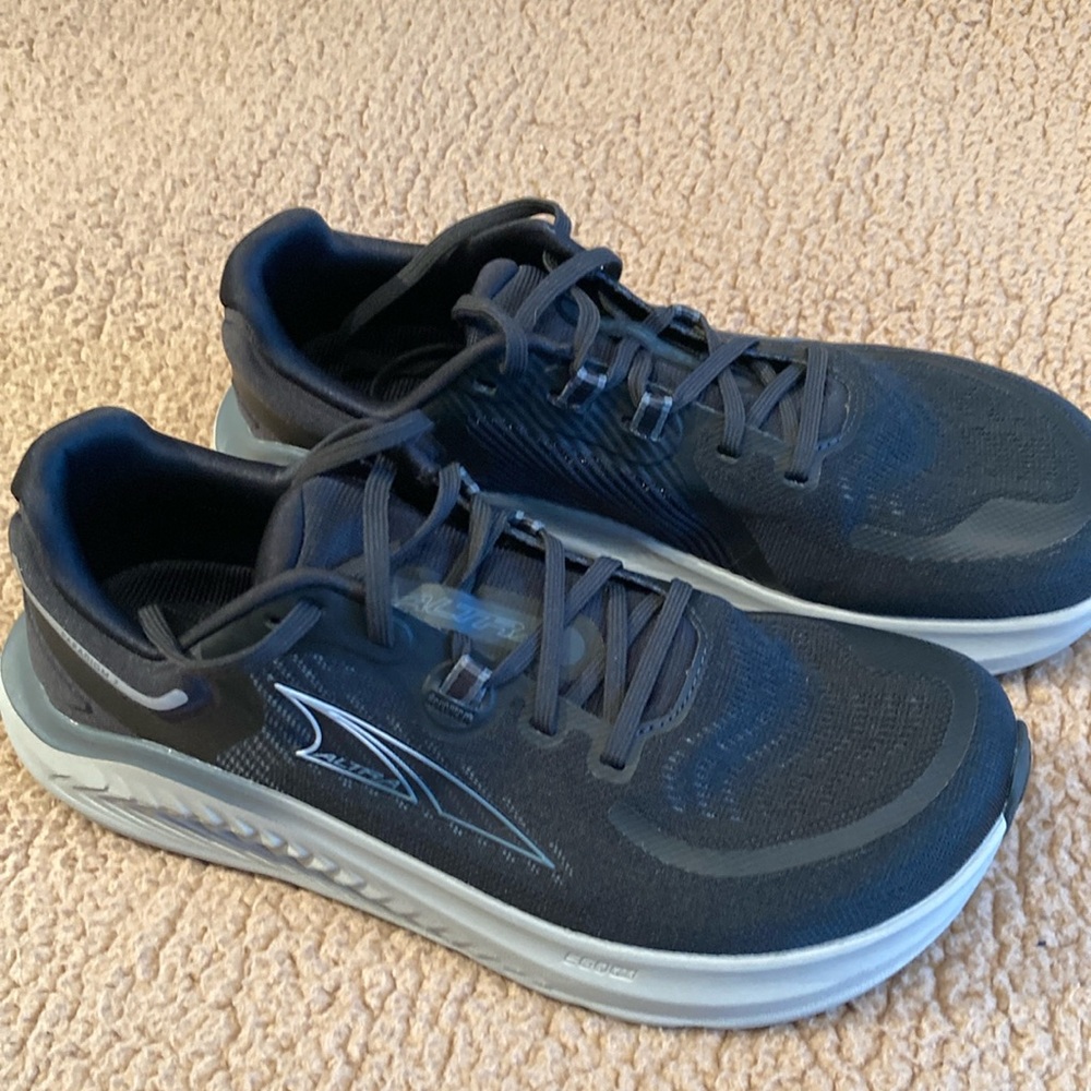 Altra Black Running Shoes dark green with black trim and laces.